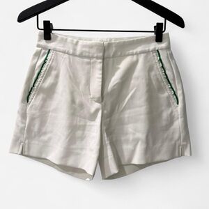 Tory Sport Women’s White Shorts with Green Scallop Pocket Trim